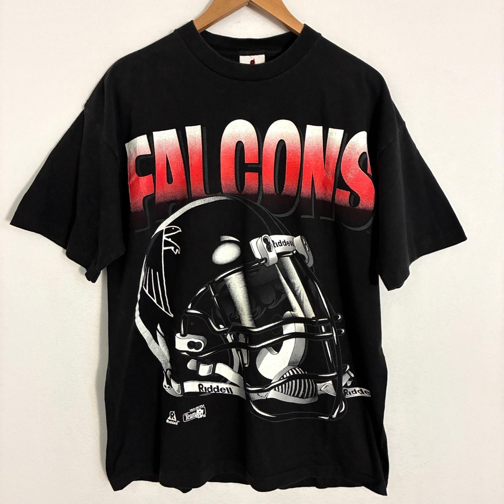 Vintage 90s Atlanta Falcons USA Made Shirt XL Big Helmet Riddell Single Stitch
